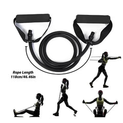 5-level resistance bands with handles for home workout, strength training, and full-body fitness exercises.