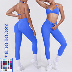 2-Piece Patchwork Yoga Suit | Tummy Control Gym Tops & Leggings | Befit