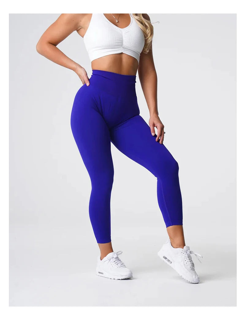 TKITK Solid Leggings Women Seamless Sports  Scrunch Bum Tights cycling shark pants Yoga shorts Gym navigation nv Workout wear