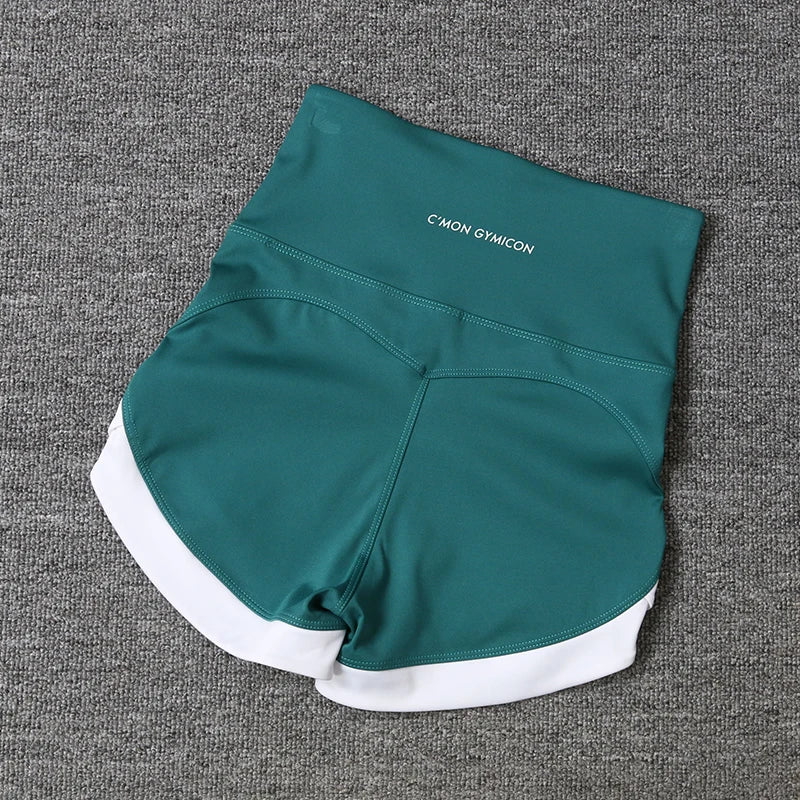 Color Contrast Yoga Shorts | High-Waist Peach Hip Fitness Pants | Befit