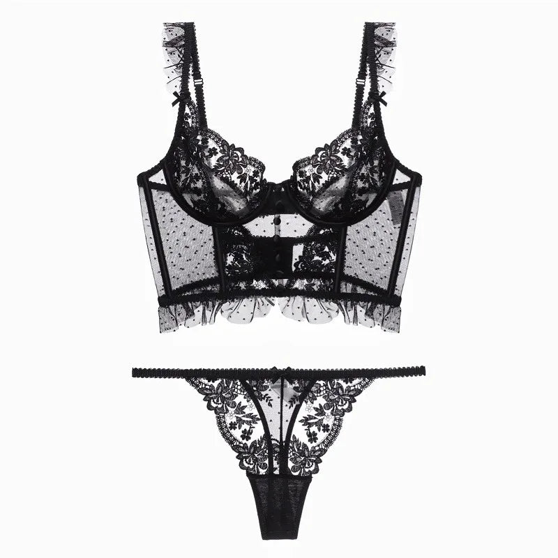 French Ultra-Fine Lace Bra Set | Transparent Embroidery Lingerie | Befit