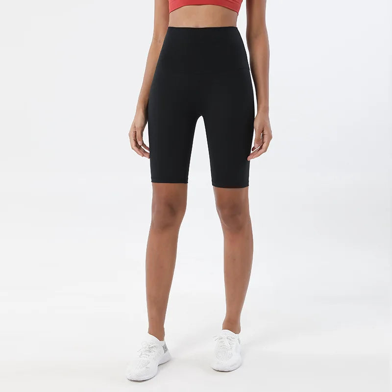 SOISOU Nylon Women's Shorts Gym Yoga Cycling Shorts High Waist Elastic Breathable No T Line Fitness Womens Clothing 24 Colors