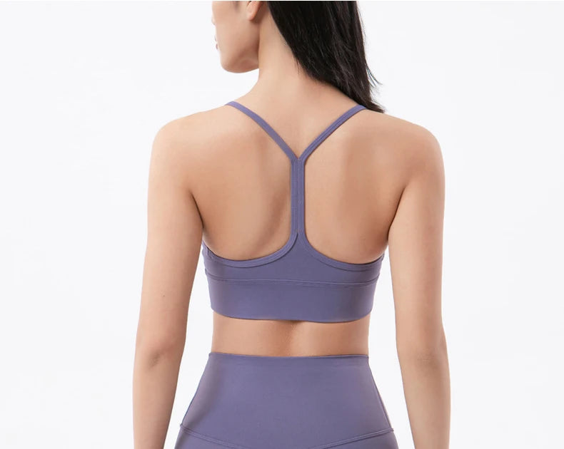 SOISOU Women's Sexy Nylon Sports Bra – Breathable, Removable Pads, Gym & Yoga