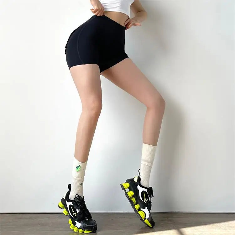 SOISOU Tight Women's Shorts Sexy Cycling Shorts Elastic High Waist Shorts Back Pockets Breathable Sport Shorts ropa de mujer