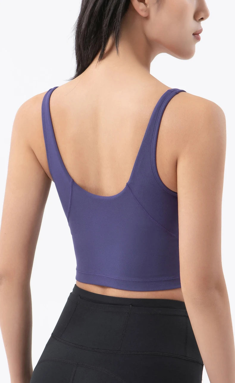 SOISOU Nylon Sports Bra Women's Crop Top Breathable Yoga Bra Gym Fitness Sportswear Sexy Women's Sports Underwear 6 Colors
