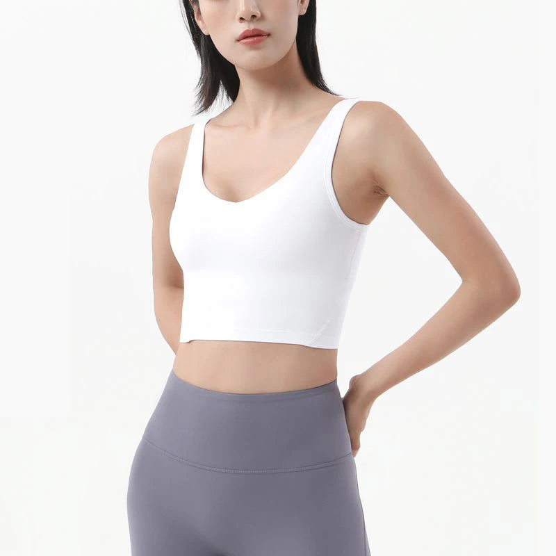 SOISOU Nylon Sports Bra Women's Crop Top Breathable Yoga Bra Gym Fitness Sportswear Sexy Women's Sports Underwear 6 Colors