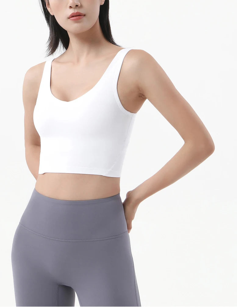 SOISOU Nylon Sports Bra Women's Crop Top Breathable Yoga Bra Gym Fitness Sportswear Sexy Women's Sports Underwear 6 Colors