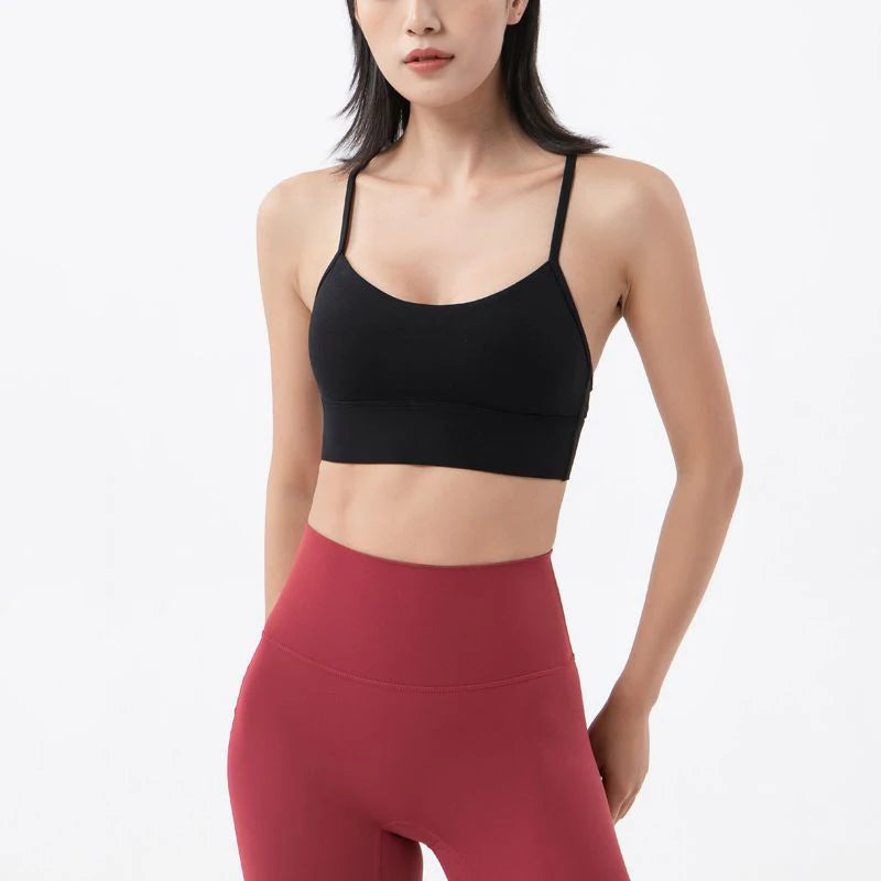 SOISOU Women's Sexy Nylon Sports Bra – Breathable, Removable Pads, Gym & Yoga