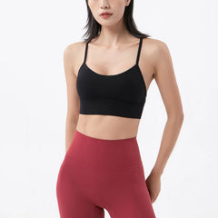 SOISOU Women's Sexy Nylon Sports Bra – Breathable, Removable Pads, Gym & Yoga