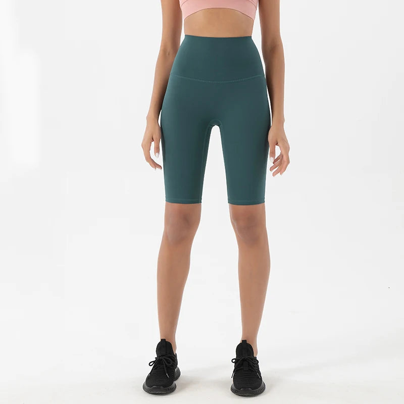 SOISOU Nylon Women's Shorts Gym Yoga Cycling Shorts High Waist Elastic Breathable No T Line Fitness Womens Clothing 24 Colors