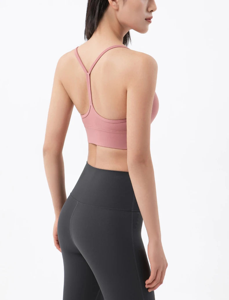 SOISOU Women's Sexy Nylon Sports Bra – Breathable, Removable Pads, Gym & Yoga