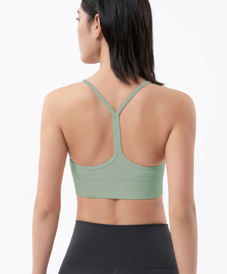 SOISOU Women's Sexy Nylon Sports Bra – Breathable, Removable Pads, Gym & Yoga