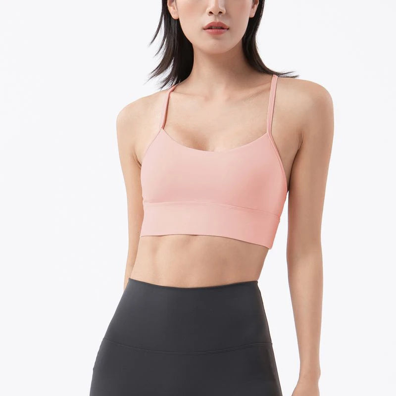 SOISOU Women's Sexy Nylon Sports Bra – Breathable, Removable Pads, Gym & Yoga