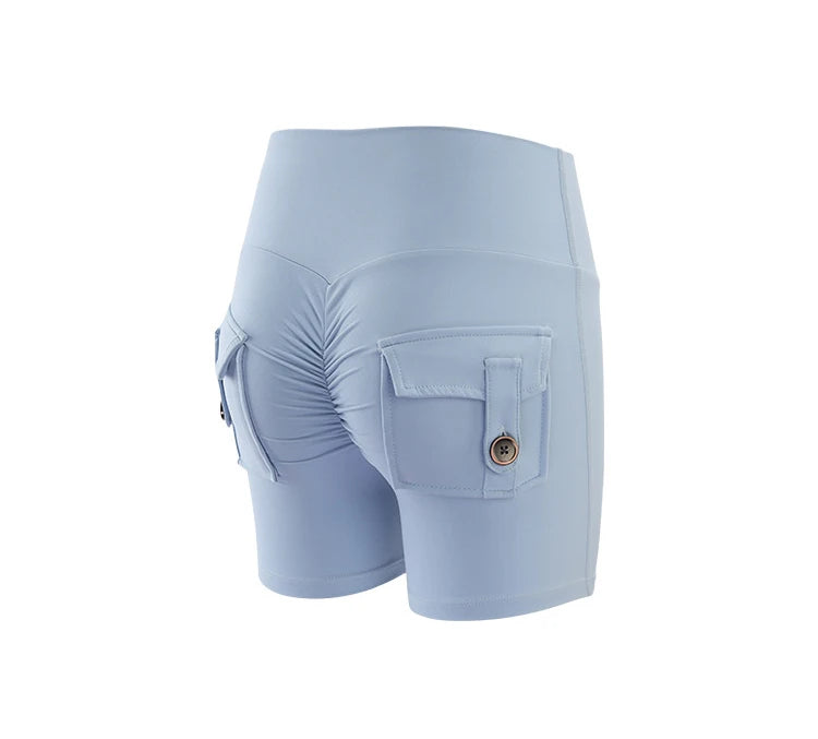 SOISOU Tight Women's Shorts Sexy Cycling Shorts Elastic High Waist Shorts Back Pockets Breathable Sport Shorts ropa de mujer