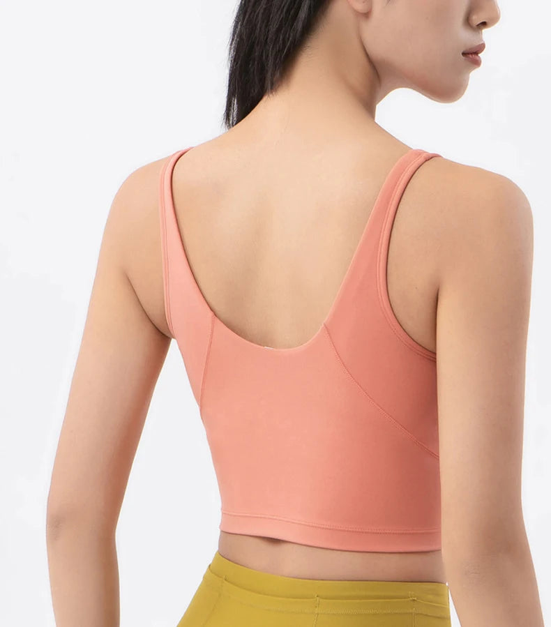 SOISOU Nylon Sports Bra Women's Crop Top Breathable Yoga Bra Gym Fitness Sportswear Sexy Women's Sports Underwear 6 Colors