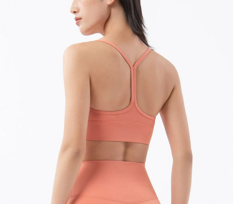 SOISOU Women's Sexy Nylon Sports Bra – Breathable, Removable Pads, Gym & Yoga