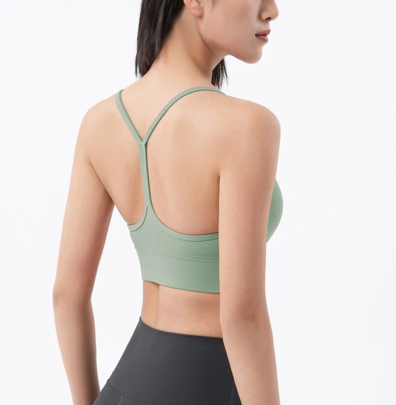 SOISOU Women's Sexy Nylon Sports Bra – Breathable, Removable Pads, Gym & Yoga