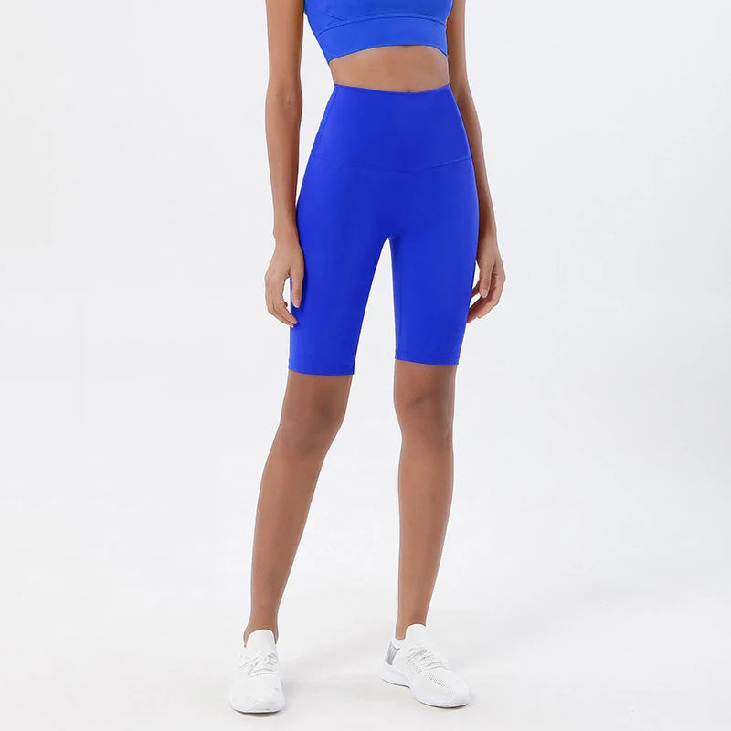 SOISOU Nylon Women's Shorts Gym Yoga Cycling Shorts High Waist Elastic Breathable No T Line Fitness Womens Clothing 24 Colors
