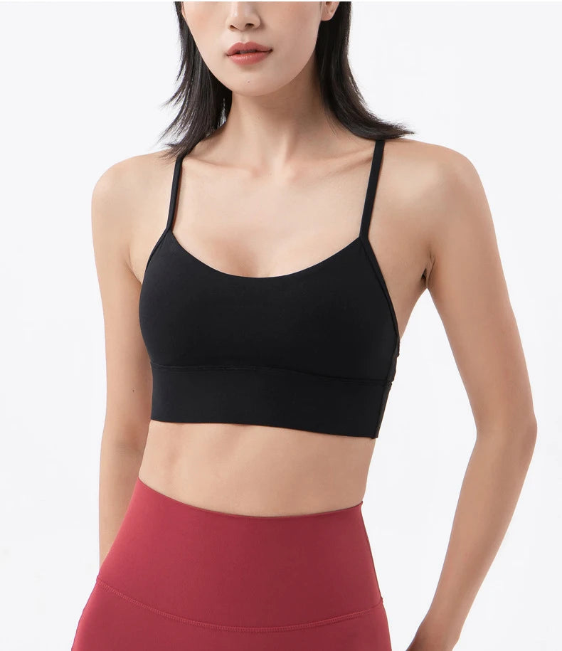 SOISOU Women's Sexy Nylon Sports Bra – Breathable, Removable Pads, Gym & Yoga