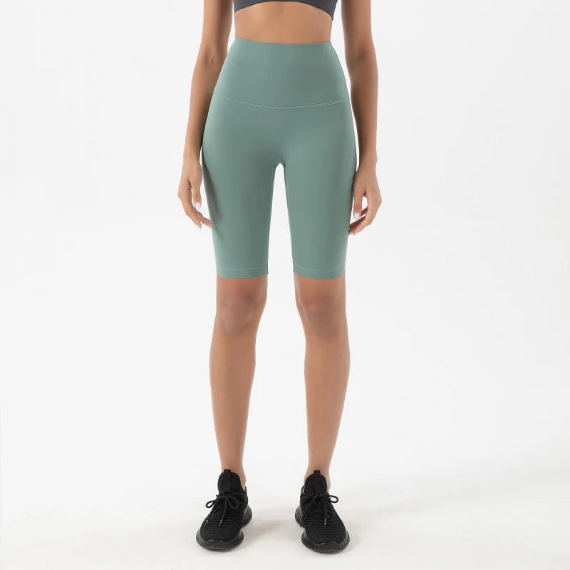 SOISOU Nylon Women's Shorts Gym Yoga Cycling Shorts High Waist Elastic Breathable No T Line Fitness Womens Clothing 24 Colors