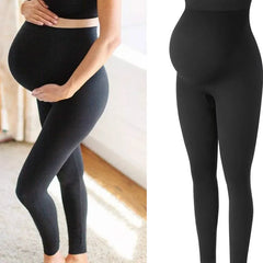 High-Waist Knitted Maternity Yoga Pants - Belly Support Body Shaper Leggings