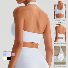 Halter Neck Sports Bra | Backless Yoga & Running Crop Top | Befit