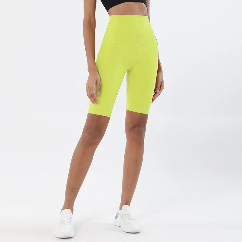 SOISOU Nylon Women's Shorts Gym Yoga Cycling Shorts High Waist Elastic Breathable No T Line Fitness Womens Clothing 24 Colors