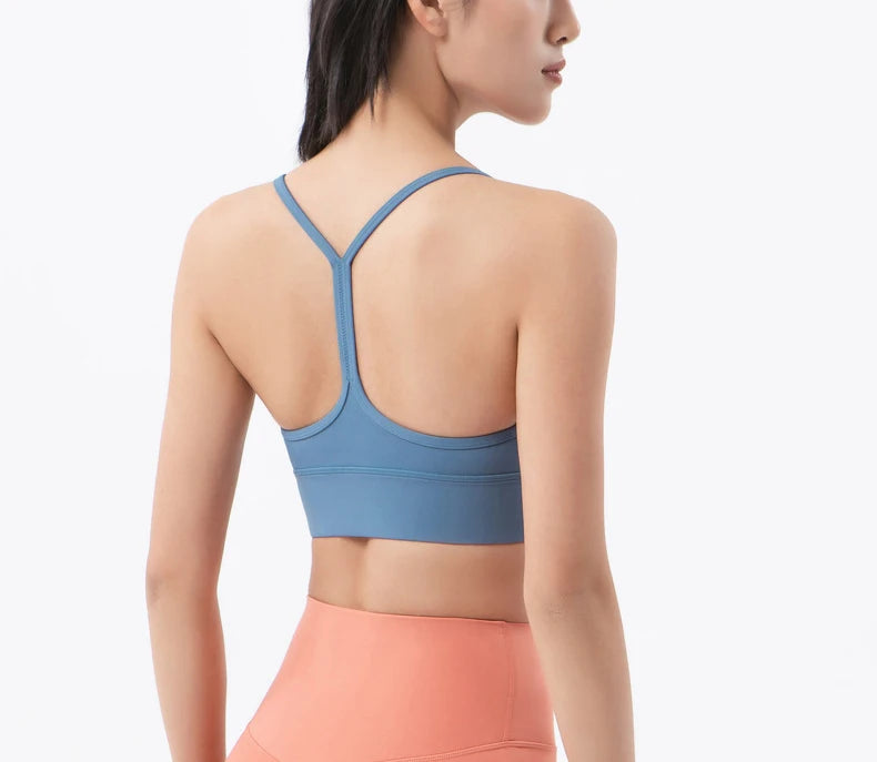 SOISOU Women's Sexy Nylon Sports Bra – Breathable, Removable Pads, Gym & Yoga