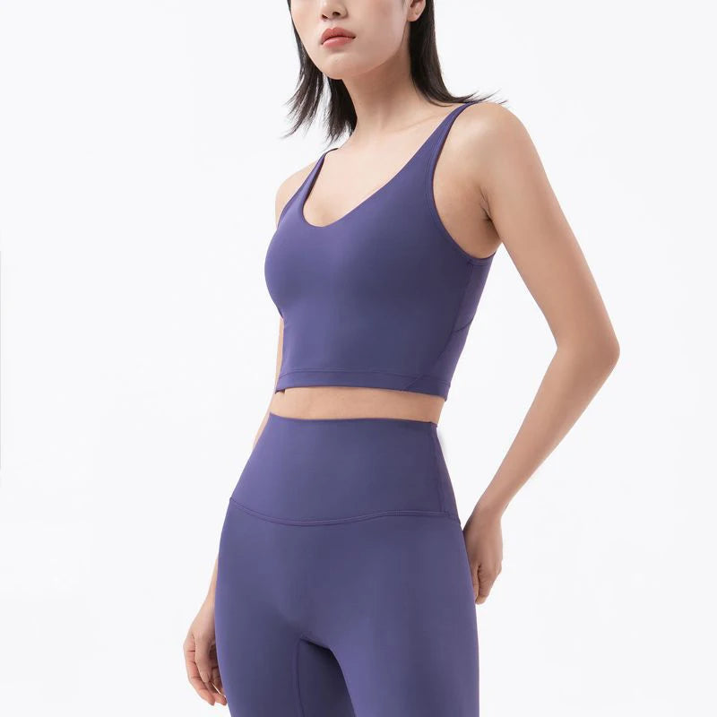 SOISOU Nylon Sports Bra Women's Crop Top Breathable Yoga Bra Gym Fitness Sportswear Sexy Women's Sports Underwear 6 Colors