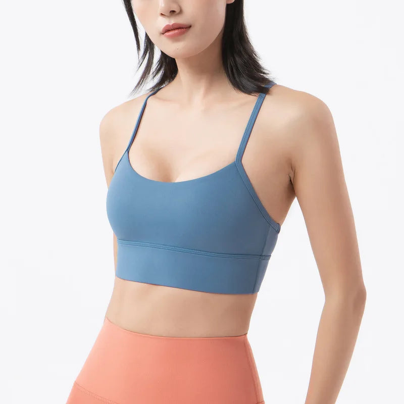 SOISOU Women's Sexy Nylon Sports Bra – Breathable, Removable Pads, Gym & Yoga