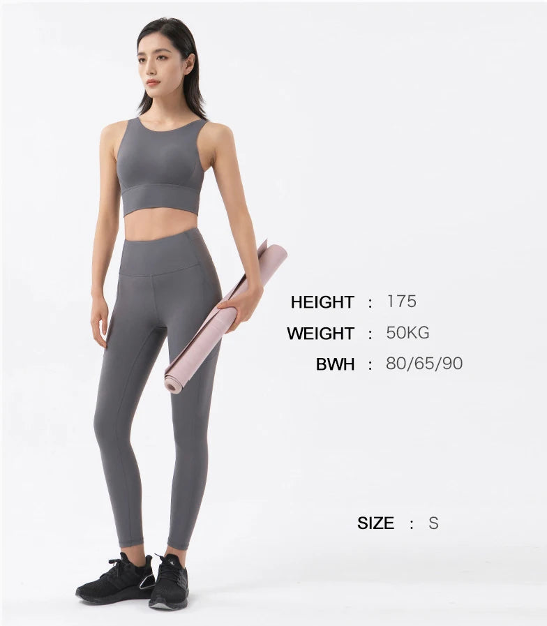 SOISOU New Women's Tracksuit Yoga Set Fitness Sportswear Stretch Soft Sports Suit Gym Clothes Bra Pocket Leggings Women's Suit