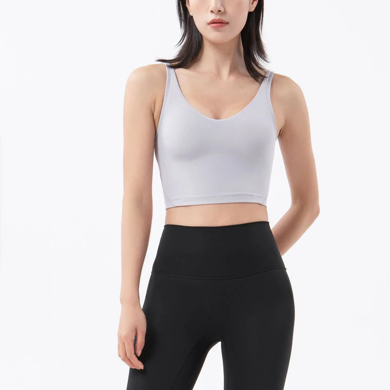 SOISOU Nylon Sports Bra Women's Crop Top Breathable Yoga Bra Gym Fitness Sportswear Sexy Women's Sports Underwear 6 Colors