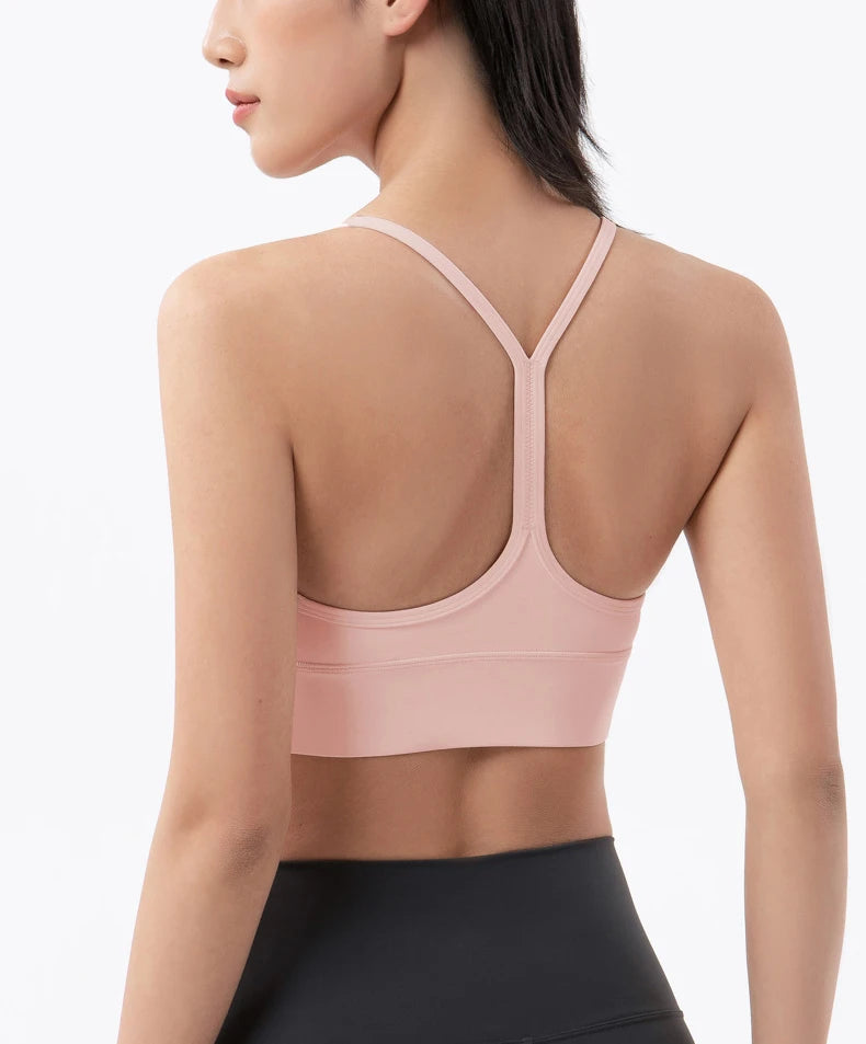 SOISOU Women's Sexy Nylon Sports Bra – Breathable, Removable Pads, Gym & Yoga