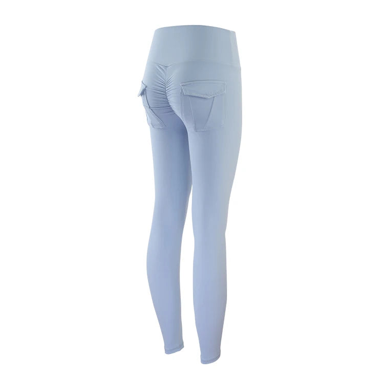 SOISOU Nylon Leggings Women's Pants Sport Yoga Pants Sexy Tight High Waist Elastic Women's Panties Pocket legging mujer