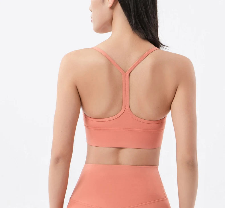 SOISOU Women's Sexy Nylon Sports Bra – Breathable, Removable Pads, Gym & Yoga