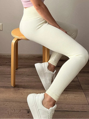 High-Waist Ribbed Thermal Leggings for Women – Gym & Fitness