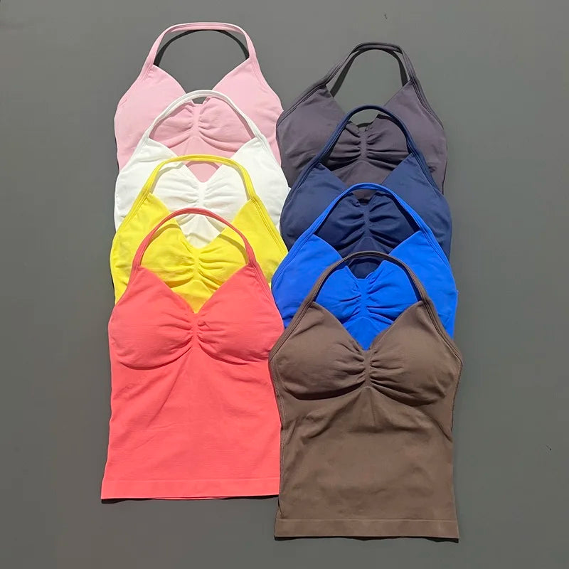 Longline Strappy Yoga Vest | Open Back Bra & Running Tank Top | Befit