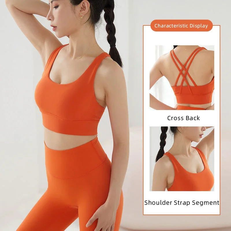 New Push-Up Yoga Vest & Sports Bra | Cross-Back Fitness Top | Befit