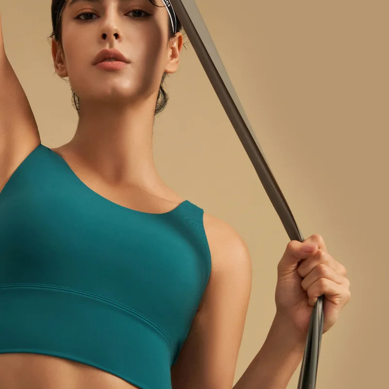 SOISOU Lycra Top Women Yoga Sports Bra Gym Fitness Crop Top Bras For Women Underwear Deep V Beautiful Back Chest Pad Removable