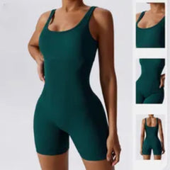 Dam Yoga-sparkbyxor i ett stycke med magkontroll, sömlös ribbad jumpsuit, vadderad sport-bh, tränings-sparkbyxor, mode, fitness, sportkläder