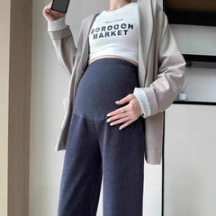 Autumn & Winter Wide-Leg Maternity Pants - Loose Straight Elastic Waist Trousers