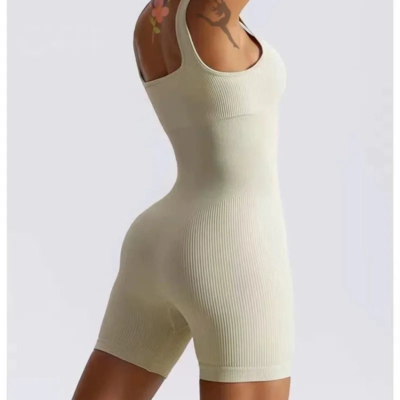 STOUREG Seamless threaded tight one-piece yoga wear,women's high elasticity sports one-piece,hip lifting shorts fitness clothing