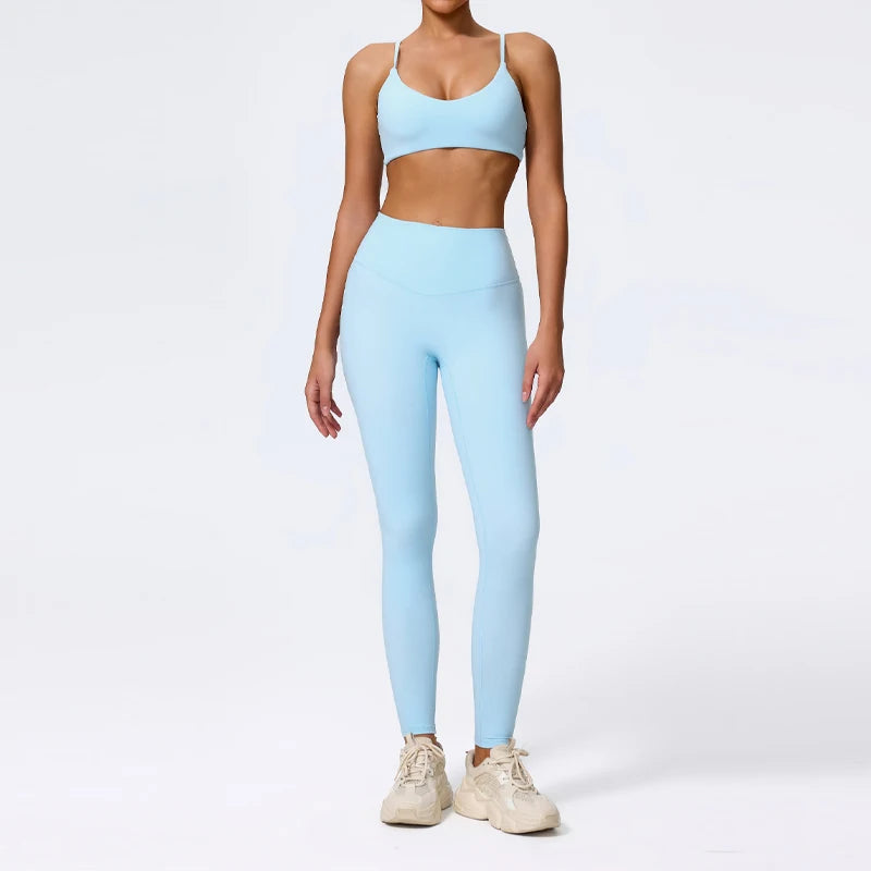Women's 2-Piece Sleeveless Summer Sports Set - High-Waist Breathable Yoga & Gym Wear