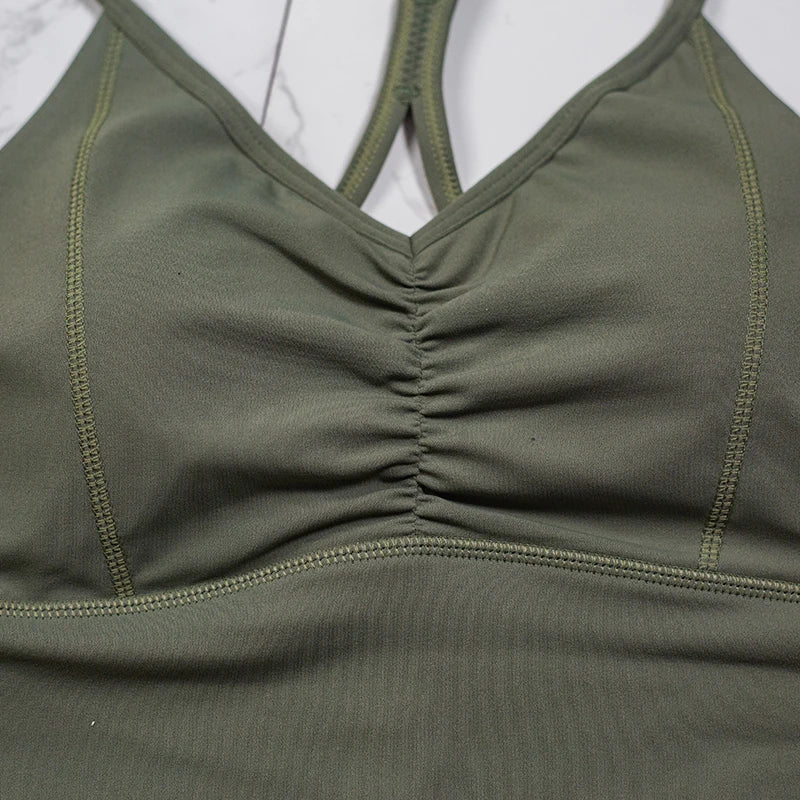 QINACTIVE Women’s Stylish Pleated Sports Bra – Beautiful Back & Quick-Dry Fit