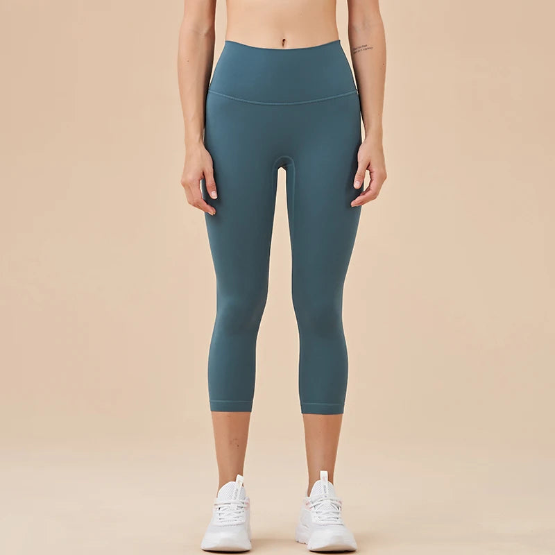 SOISOU Nylon Yoga Capri Pants Leggings Women's Pants Gym Sexy High Waist Tight Breathable Elastic Girl Sports Pants 13 Colors