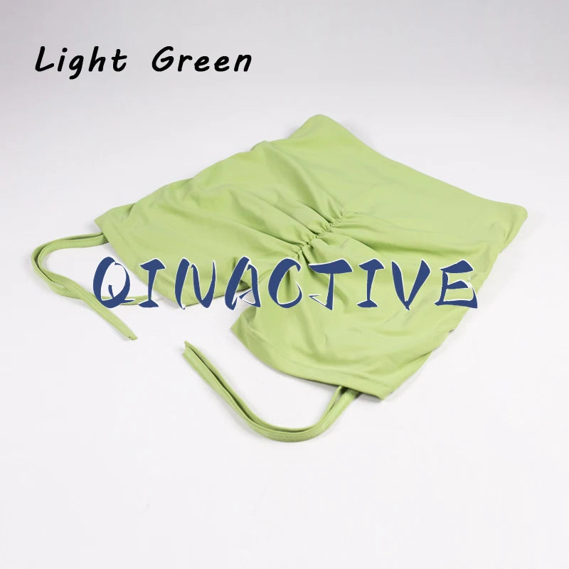 QINACTIVE Shorts Women High V Waist Drawstring Sports Shorts Cycling Biker Breathable Butt Crack Push Up Short Leggging Tights