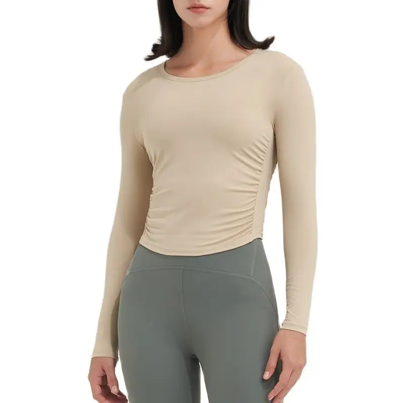SOISOU Nylon Women Tops Gym Yoga Shirts Sportswear Tight Elastic Breathable Comfortable Sports Top Yoga Wear Womens Clothing