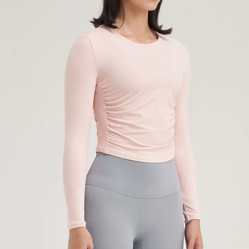 SOISOU Nylon Women Tops Gym Yoga Shirts Sportswear Tight Elastic Breathable Comfortable Sports Top Yoga Wear Womens Clothing