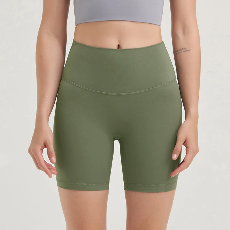 SOISOU Nylon Women's Shorts Gym Yoga Shorts Leggings High Waist Elastic Tight Breathable No Awkward Lines Women's Cycling Shorts