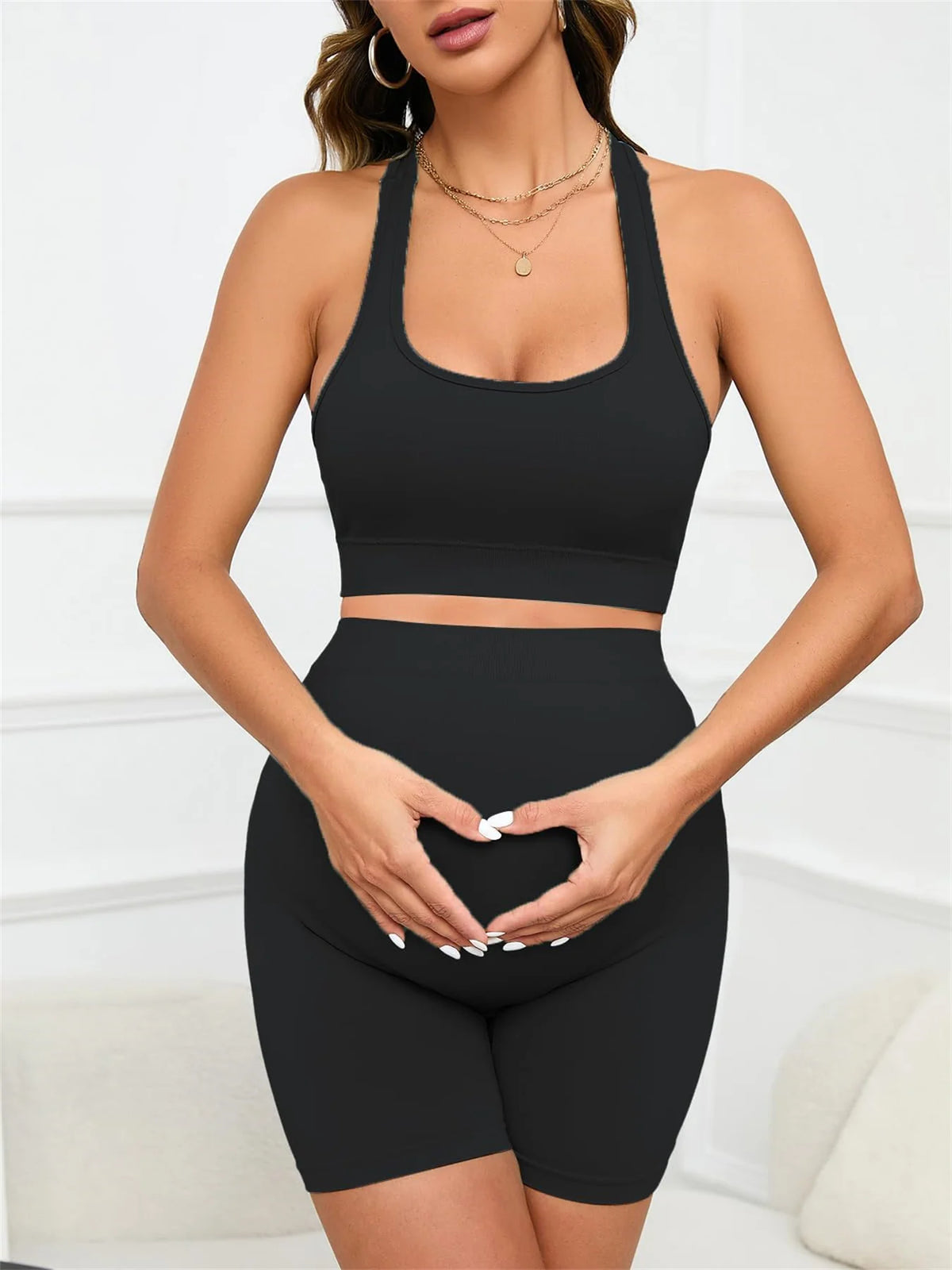 Women's 2-Piece Maternity Outfit Set - Bra & Shorts for Yoga & Lounge